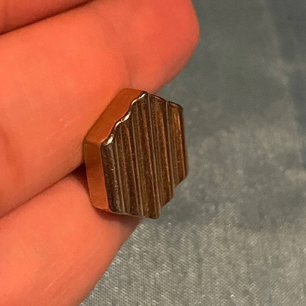 Swank hexagon stripe ribbed‎ Gold Tone Cufflinks Vintage Textured Geometric